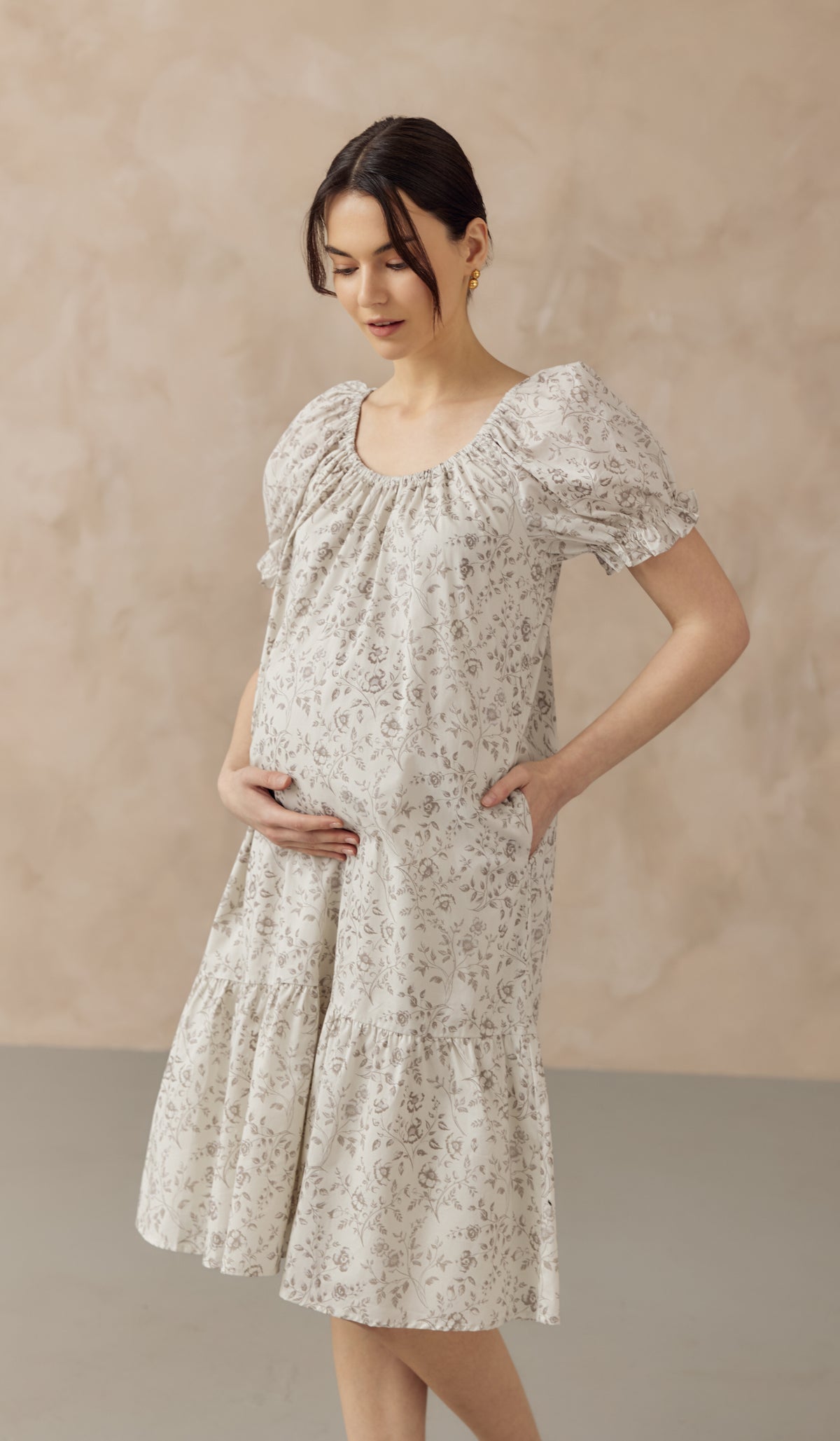 CHIARA ELASTIC NECKLINE DRESS CREAM