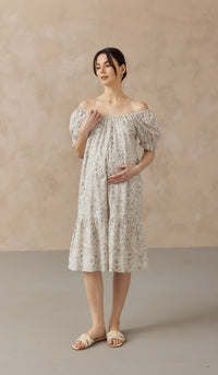 CHIARA ELASTIC NECKLINE DRESS CREAM