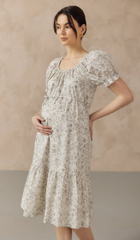 CHIARA ELASTIC NECKLINE DRESS CREAM