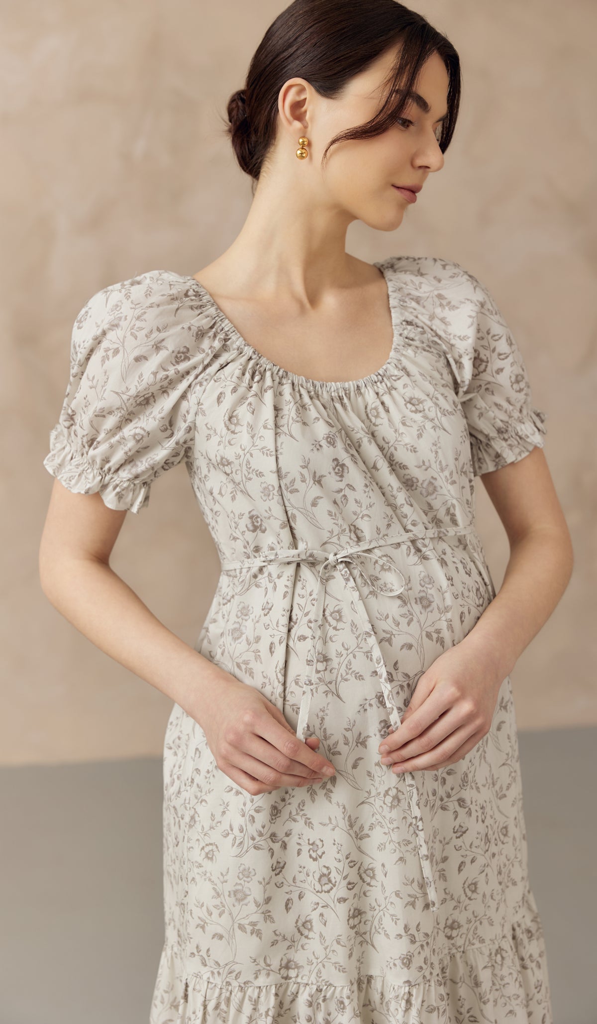 CHIARA ELASTIC NECKLINE DRESS CREAM