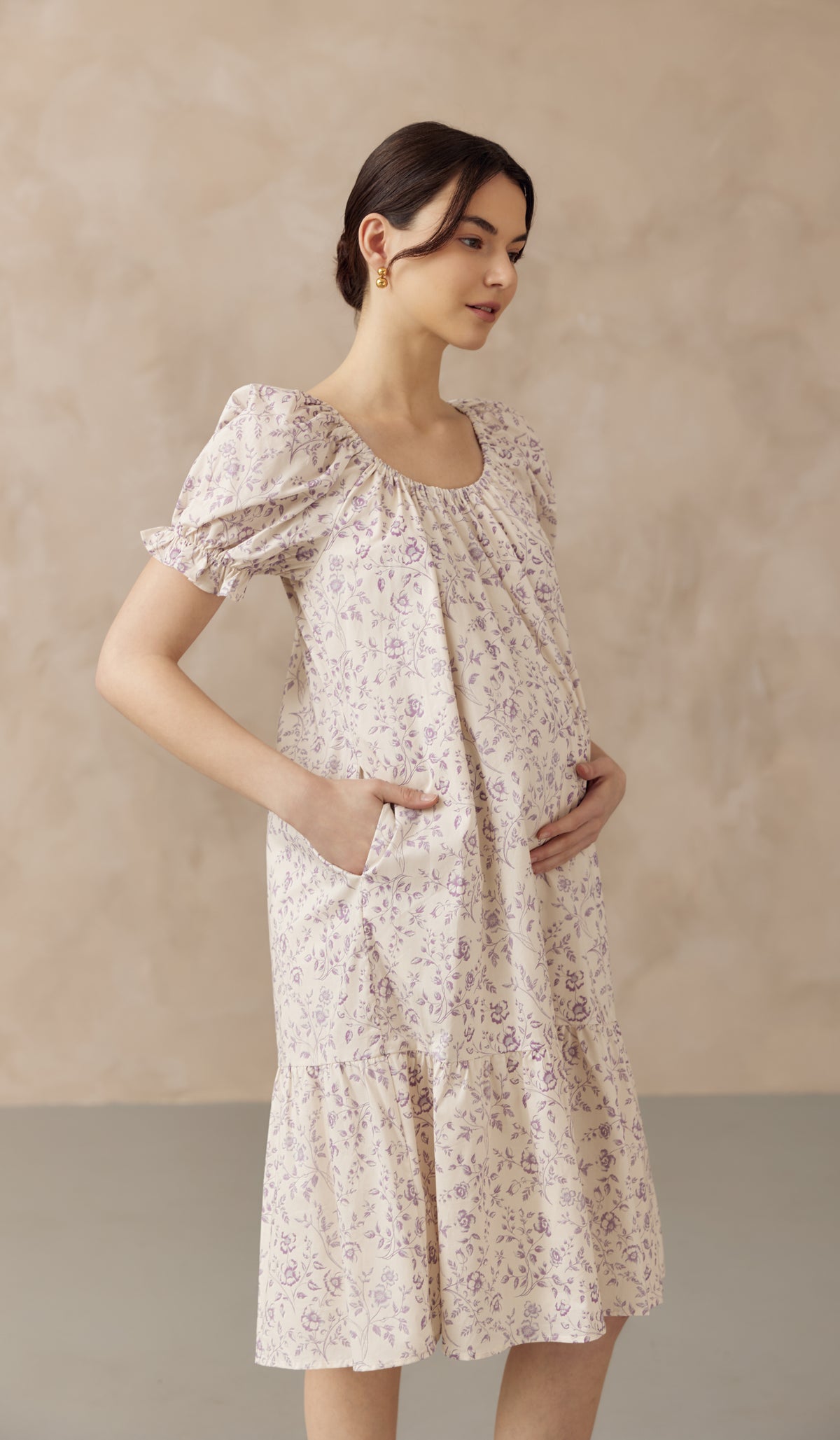 CHIARA ELASTIC NECKLINE DRESS LILAC