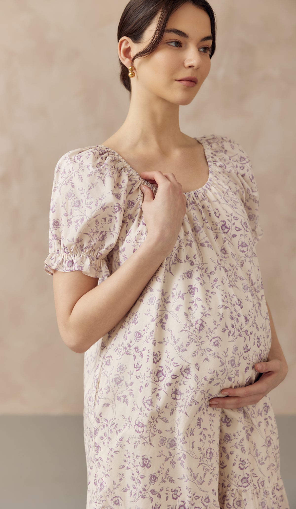 CHIARA ELASTIC NECKLINE DRESS LILAC