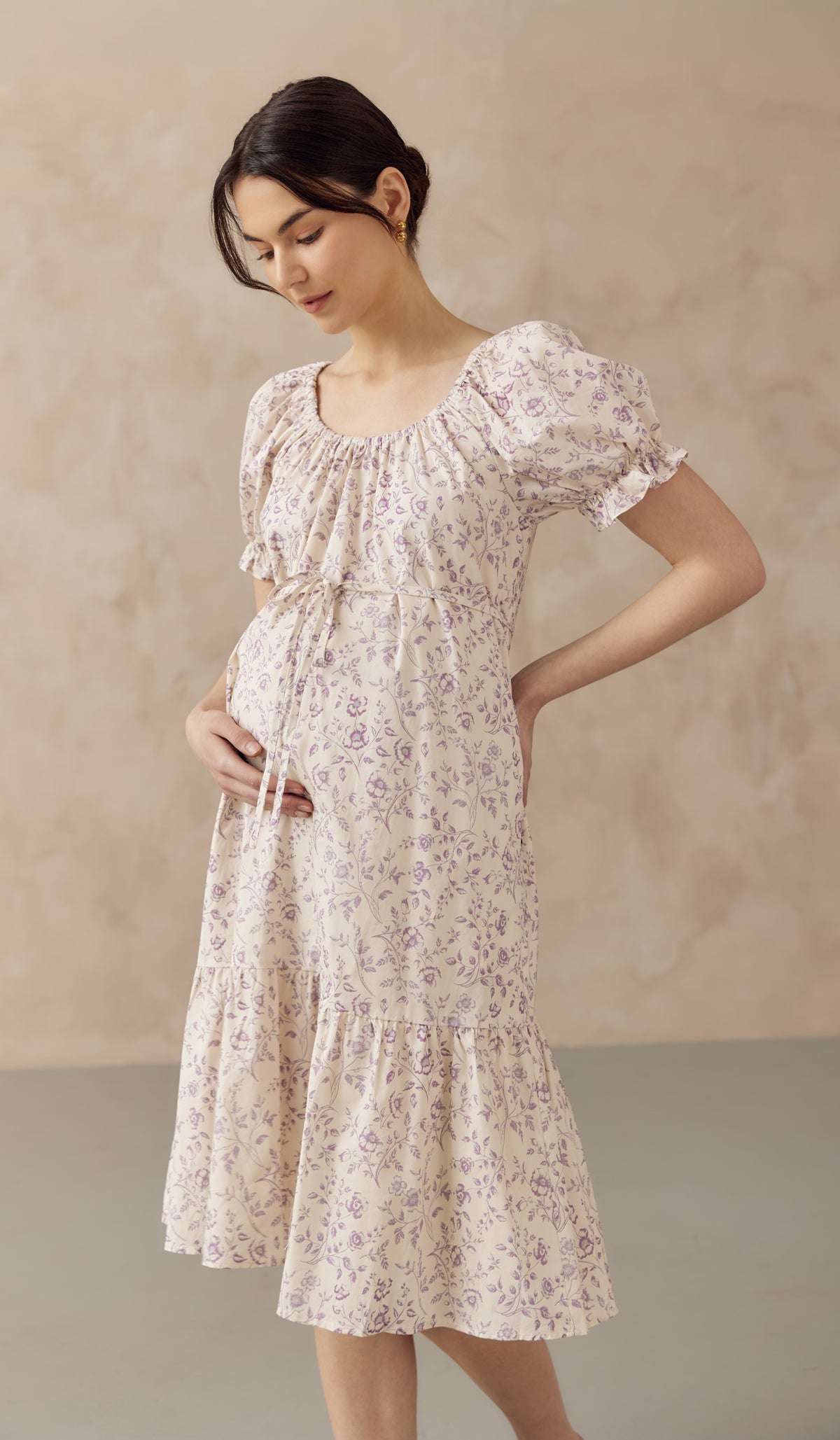 CHIARA ELASTIC NECKLINE DRESS LILAC