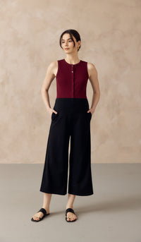 HANNAH ELASTICATED CREPE PANTS BLACK