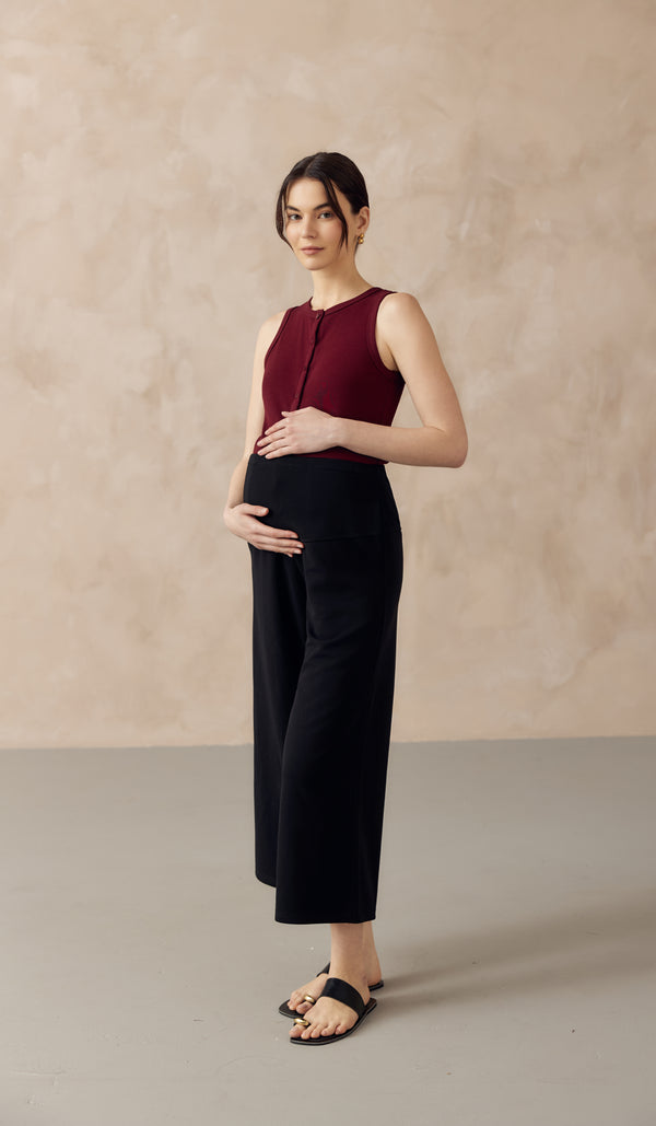 HANNAH ELASTICATED CREPE PANTS BLACK