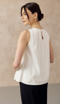 ALLANA RUCHED LINEN TOP WHITE