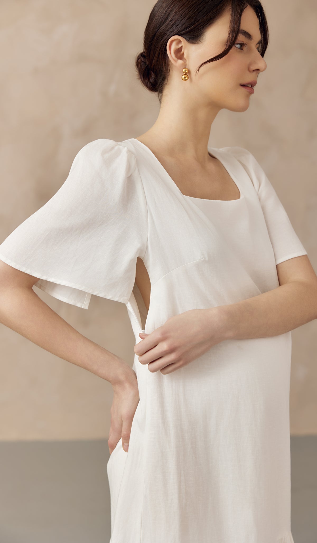 nursing linen dress Nolwenn Nursing Dress Blue - Cupro/Linen
