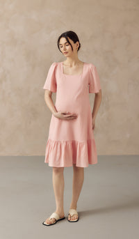 CARLINA NURSING LINEN DRESS W SIDE ZIPS LIGHT PINK