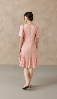 CARLINA NURSING LINEN DRESS W SIDE ZIPS LIGHT PINK