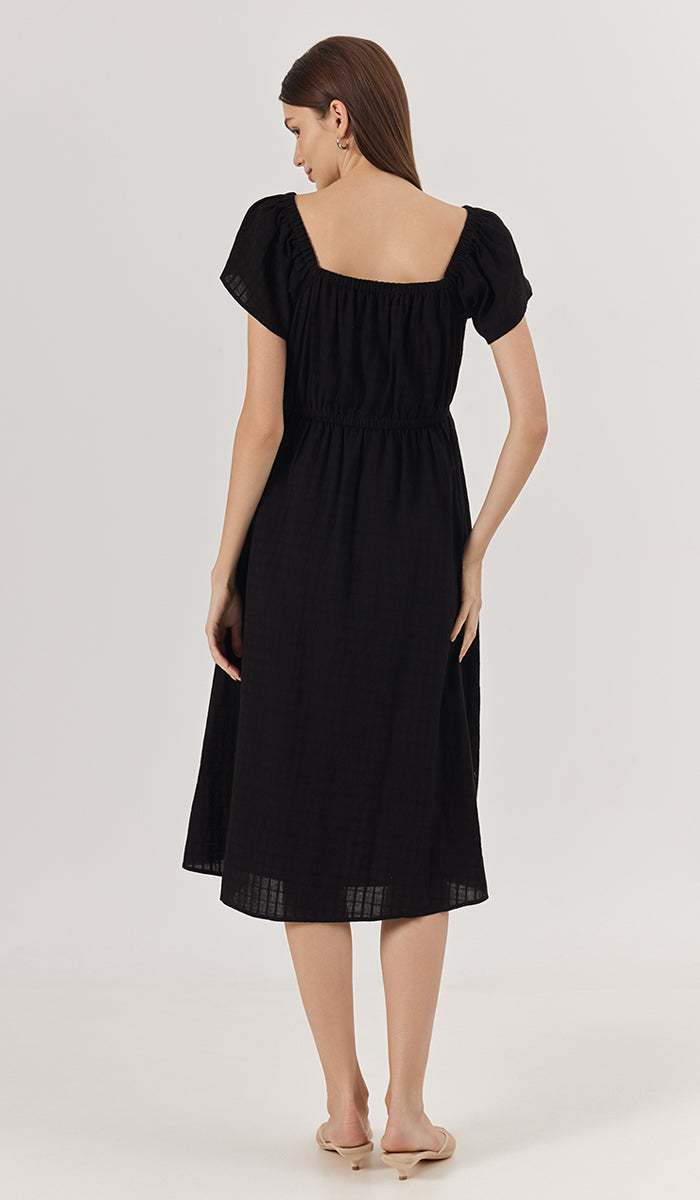 AMARA ELASTIC NECKLINE DRESS BLACK