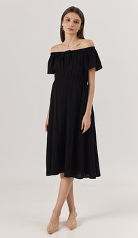 AMARA ELASTIC NECKLINE DRESS BLACK