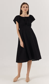 AMARA ELASTIC NECKLINE DRESS BLACK