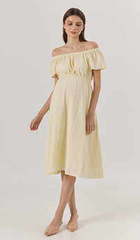 AMARA ELASTIC NECKLINE DRESS YELLOW