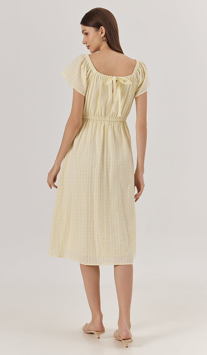 AMARA ELASTIC NECKLINE DRESS YELLOW