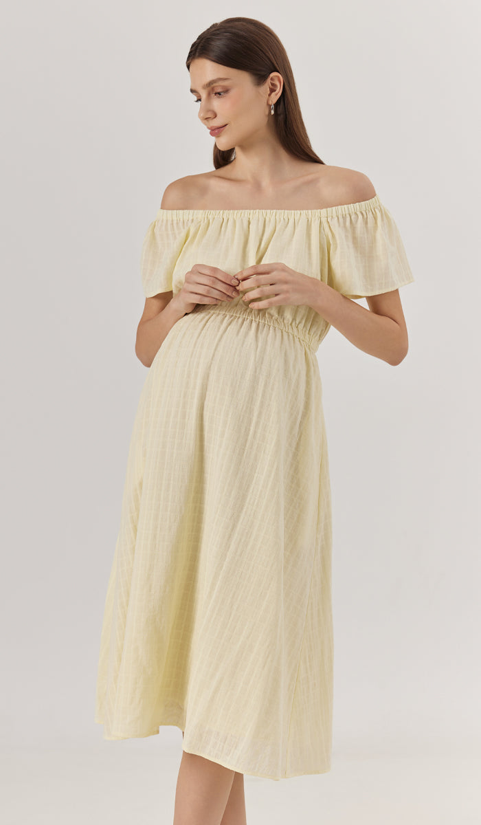 AMARA ELASTIC NECKLINE DRESS YELLOW