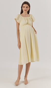 AMARA ELASTIC NECKLINE DRESS YELLOW