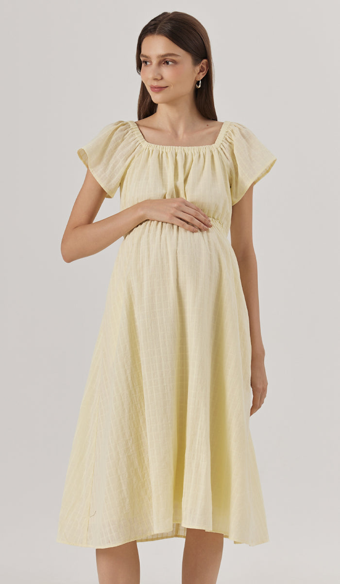 AMARA ELASTIC NECKLINE DRESS YELLOW