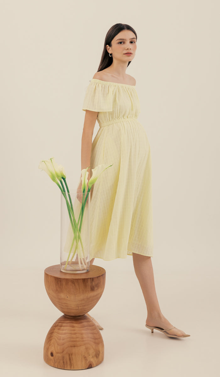 AMARA ELASTIC NECKLINE DRESS YELLOW