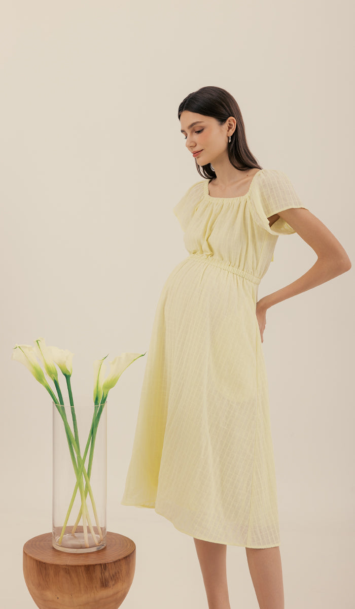 AMARA ELASTIC NECKLINE DRESS YELLOW