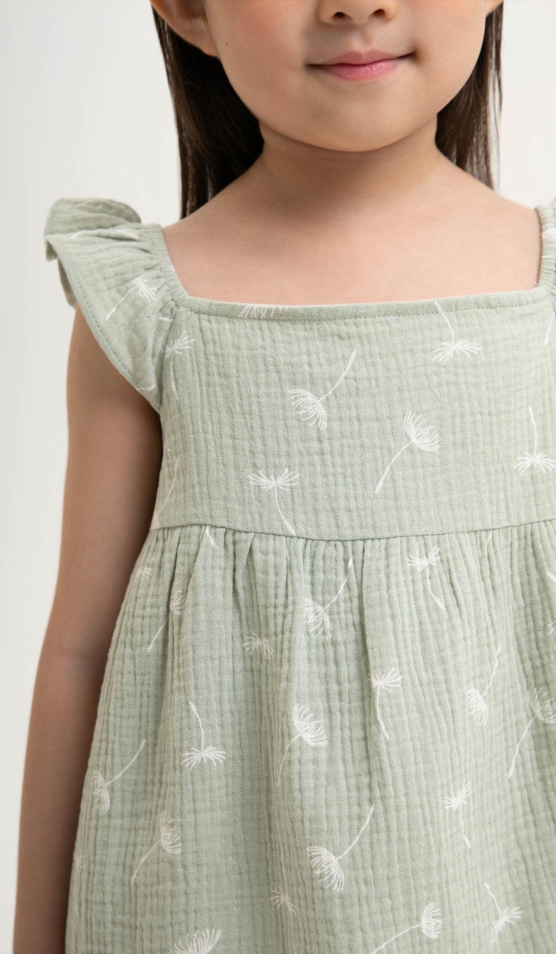 DANDELION KIDS PRINTED DRESS SAGE