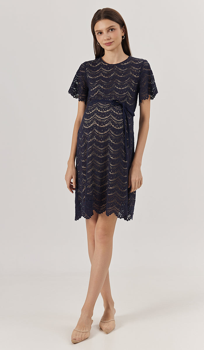 GLORIA LACE NURSING DRESS NAVY