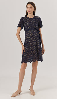 GLORIA LACE NURSING DRESS NAVY