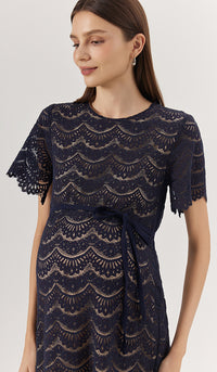 GLORIA LACE NURSING DRESS NAVY