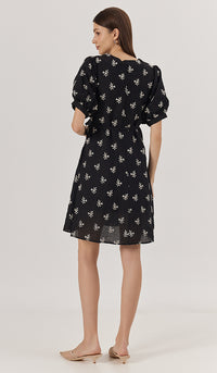 NAMI EMBROIDERY NURSING DRESS BLACK