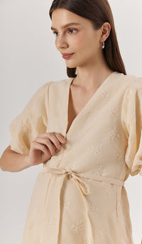 NAMI EMBROIDERY NURSING DRESS SAND
