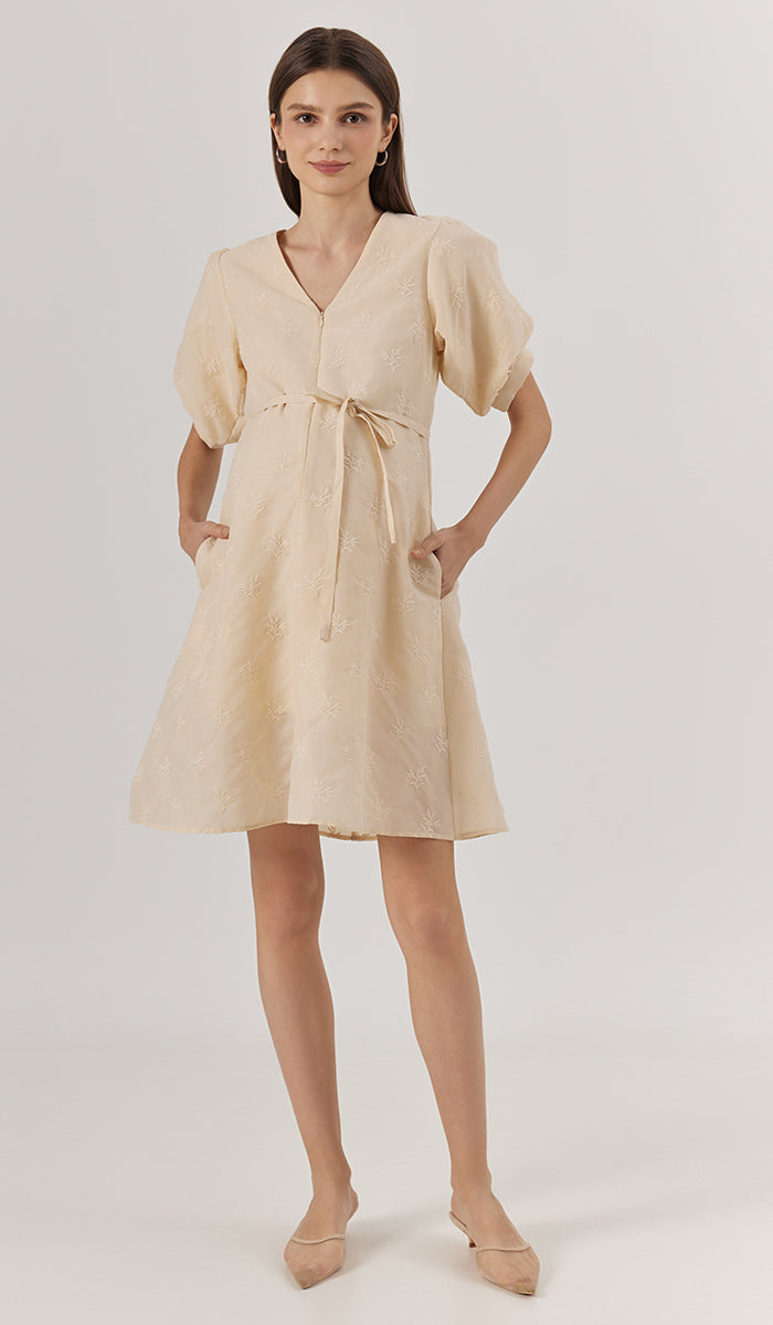 NAMI EMBROIDERY NURSING DRESS SAND