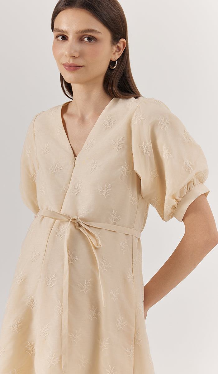 NAMI EMBROIDERY NURSING DRESS SAND