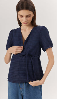 TINA TEXTURED NURSING TOP NAVY