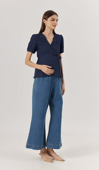TINA TEXTURED NURSING TOP NAVY