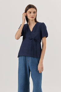 TINA TEXTURED NURSING TOP NAVY