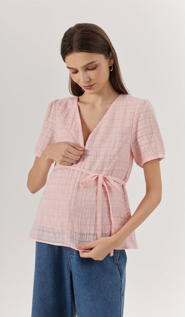 TINA TEXTURED NURSING TOP PINK