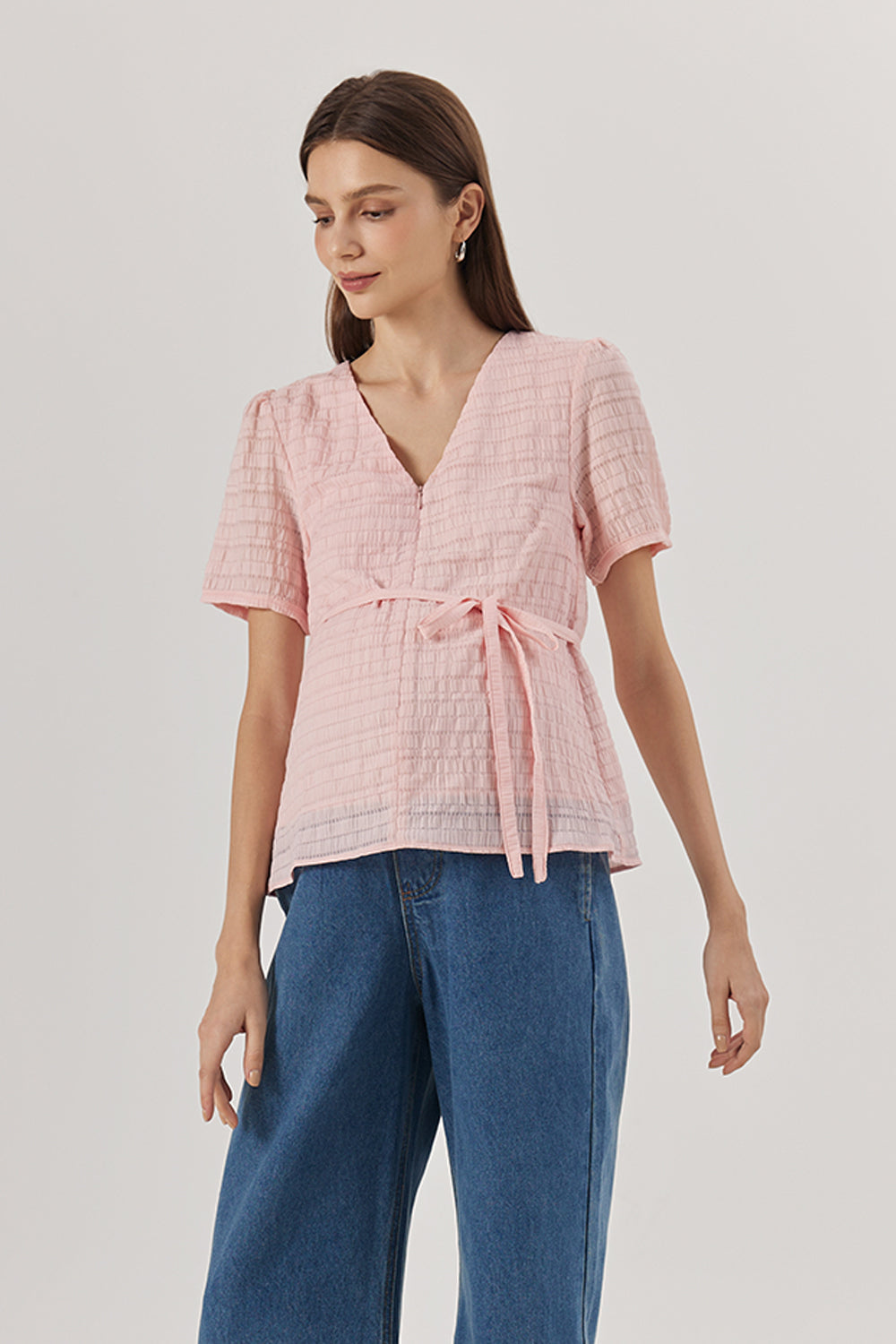 TINA TEXTURED NURSING TOP PINK