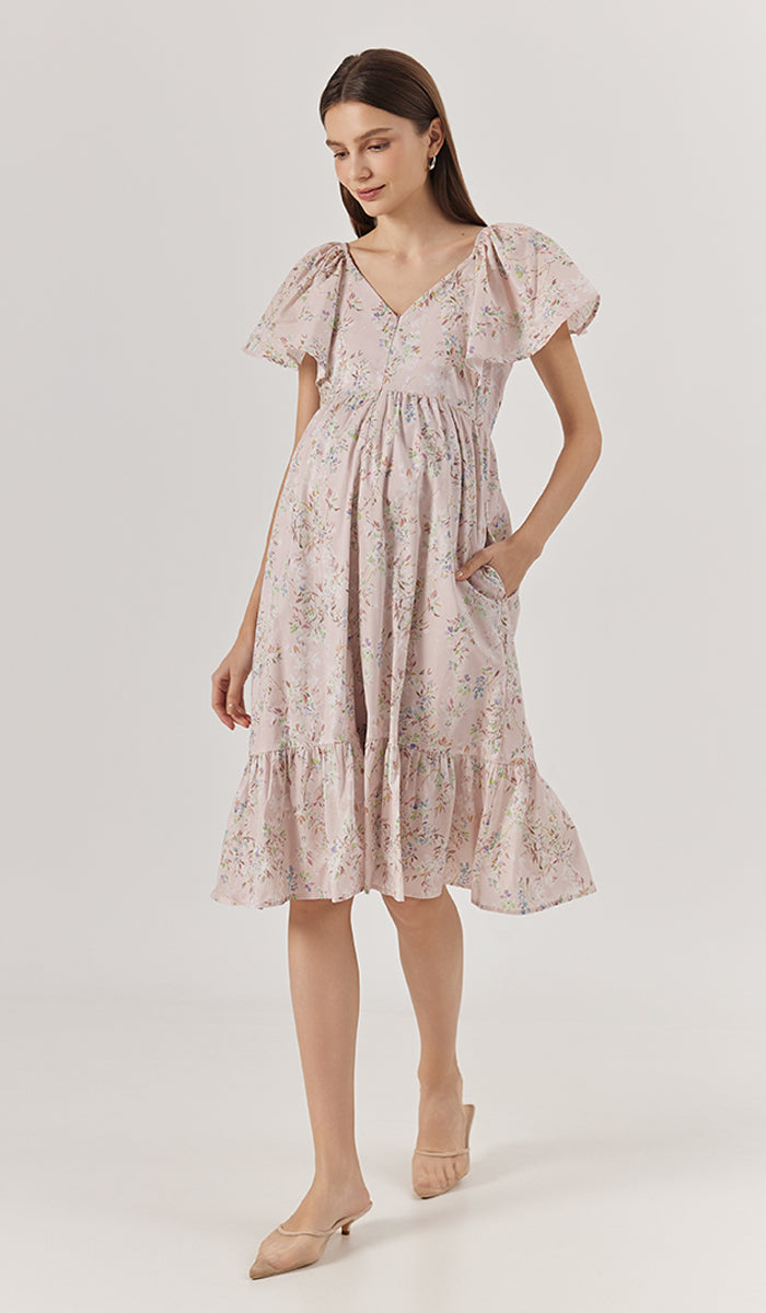 WANDA FLORAL NURSING DRESS PINK