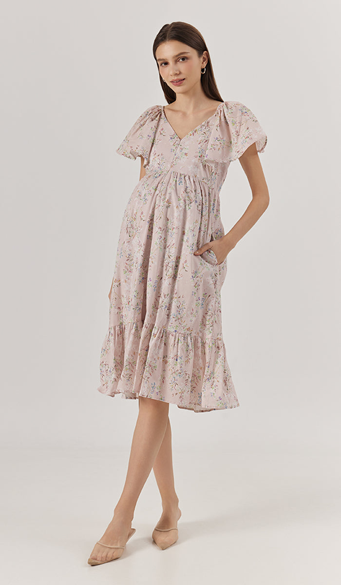 WANDA FLORAL NURSING DRESS PINK