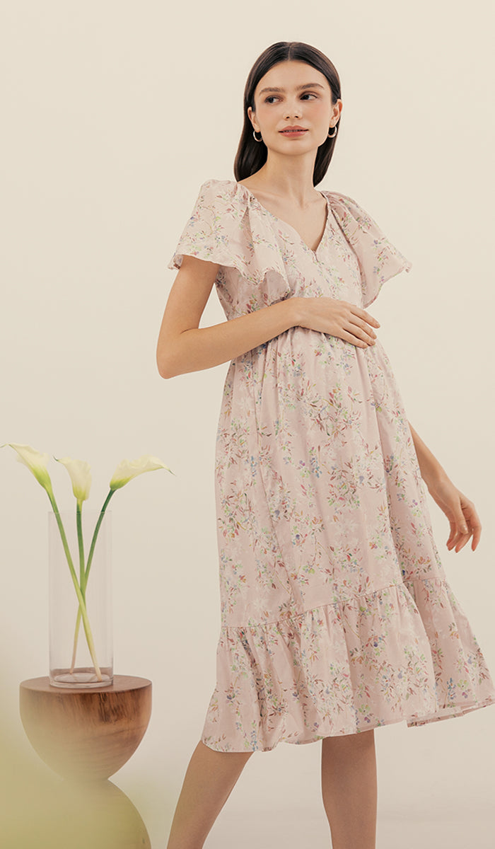 WANDA FLORAL NURSING DRESS PINK