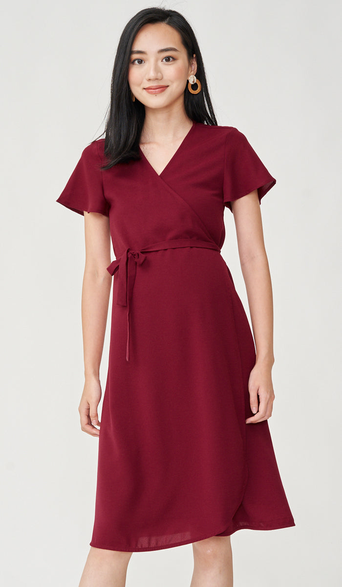 Red wrap 2025 dress midi