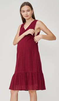 SALE - PIA CROCHET NURSING DRESS RED