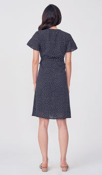 ABBY DOTTED WRAP DRESS BLACK