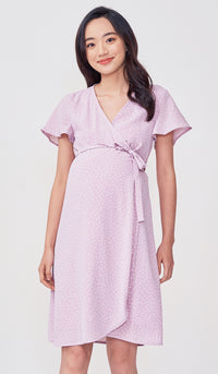 ABBY DOTTED WRAP DRESS LILAC