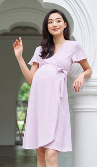 ABBY DOTTED WRAP DRESS LILAC