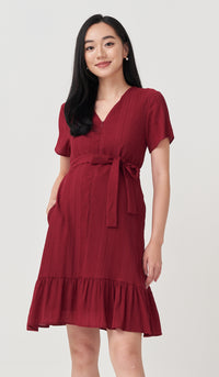 AUBREY FRONT ZIP NURSING DRESS RED