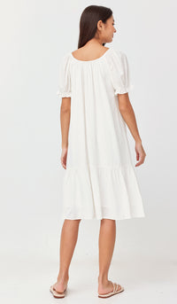 DAVINA ELASTIC NECKLINE DRESS WHITE