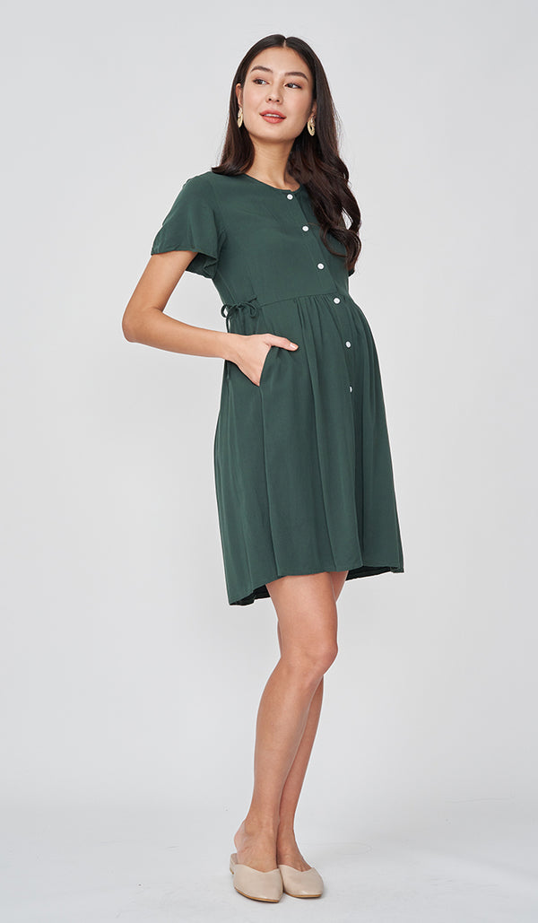 DORA BUTTONDOWN DRESS FOREST