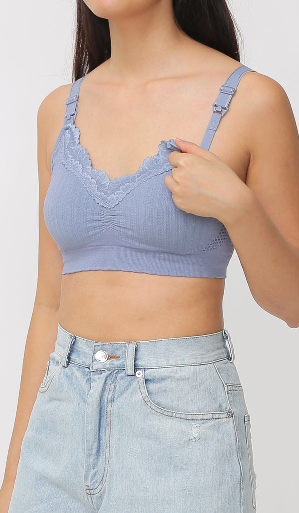 ELAINE LACE NURSING BRA BLUE