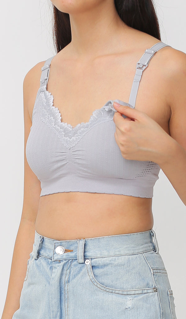 ELAINE LACE NURSING BRA GREY