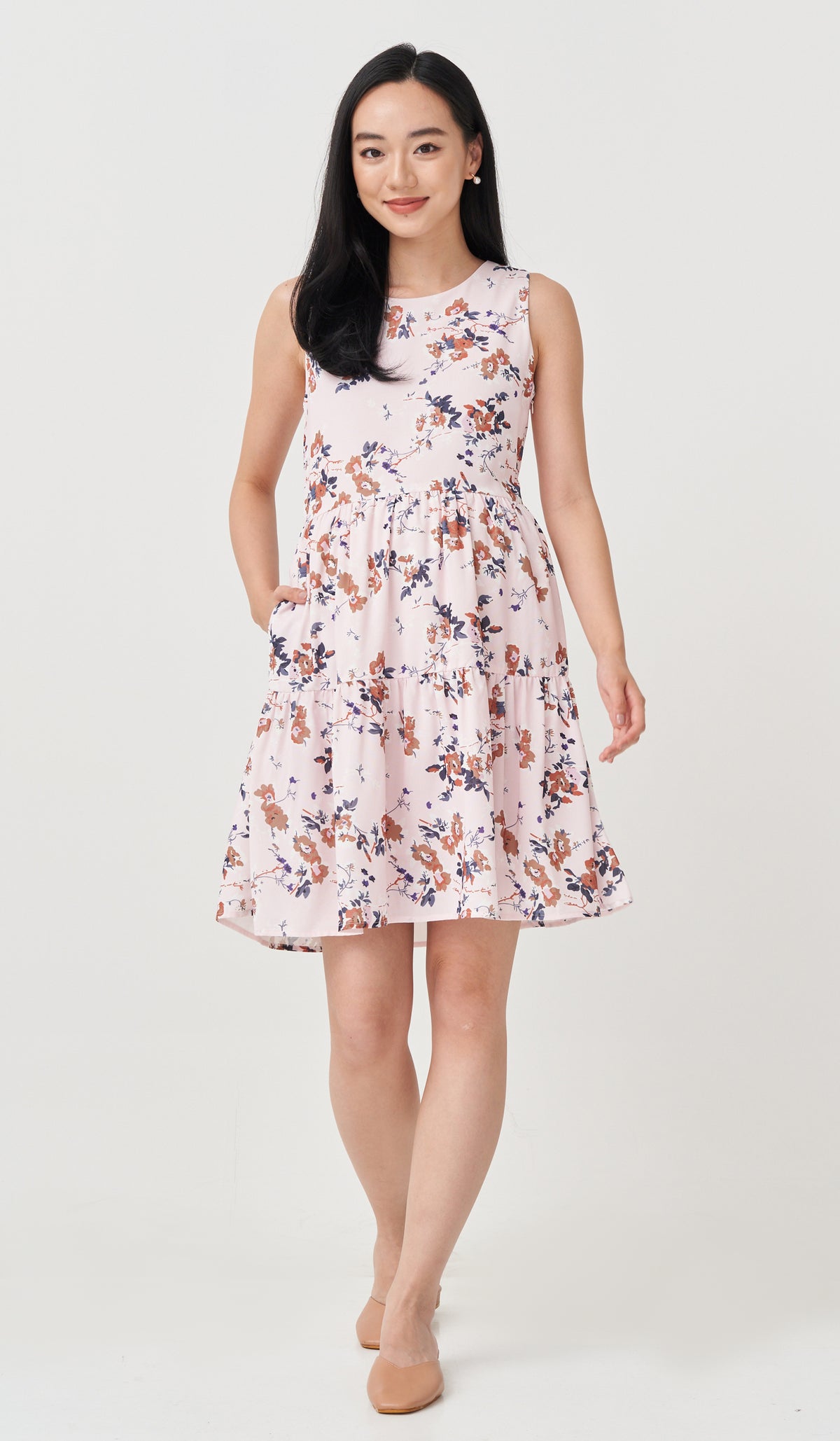 GLADYS FLORAL TIERED DRESS PINK